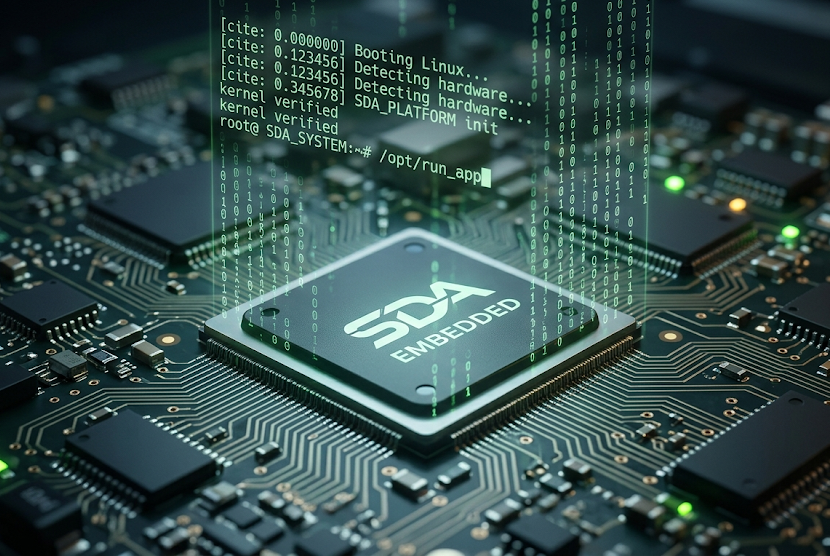 Embedded Linux and Matrix Rain Software Theme